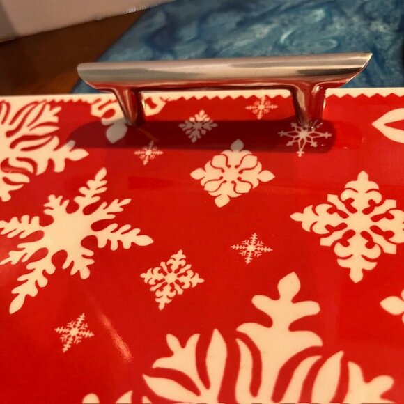 Mariposa Colonial Williamsburg Foundation Red Alpine Snowflake Tray with Box - Picture 4 of 9